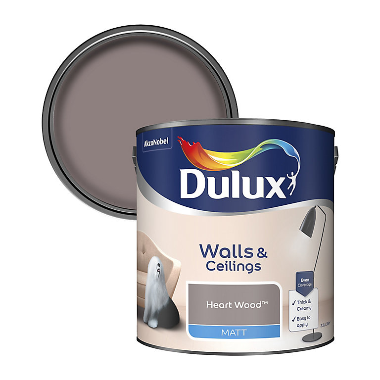 Product image for Dulux Walls & ceilings Heart wood Matt Emulsion paint, 2.5L