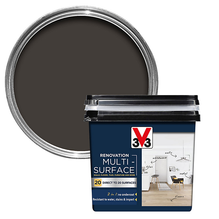 Product image for V33 Renovation Graphite Black Satinwood Multi-surface paint, 750ml
