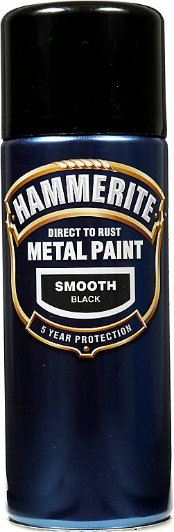 Image of Hammerite Smoothrite Black Gloss Spray paint, 400ml