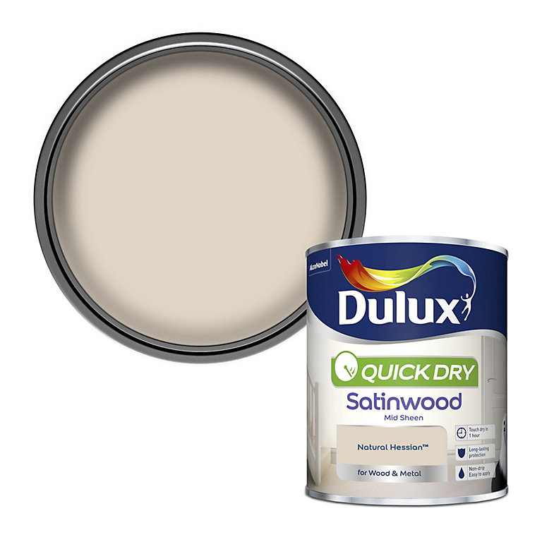 Product image for Dulux Natural hessian Satinwood Metal & wood paint, 750ml