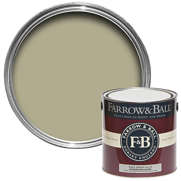Product image for Farrow & Ball Modern Ball Green No.75 Matt Emulsion paint, 2.5L