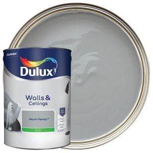 Product image for Dulux Walls & ceilings Warm pewter Silk Emulsion paint, 5L