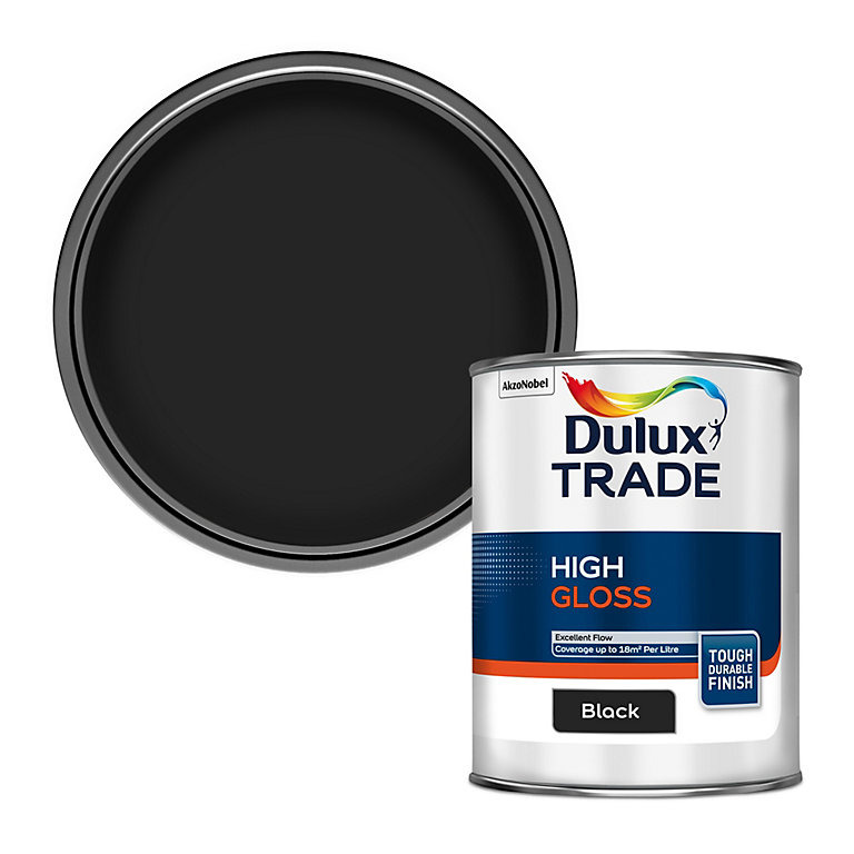 Product image for Dulux Trade Black High gloss Metal & wood paint, 1L
