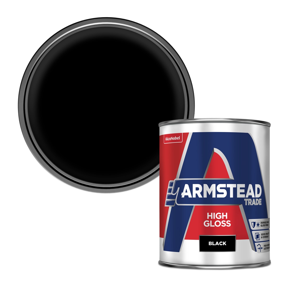 Image of Dulux Trade Black High gloss Metal & wood paint, 1L