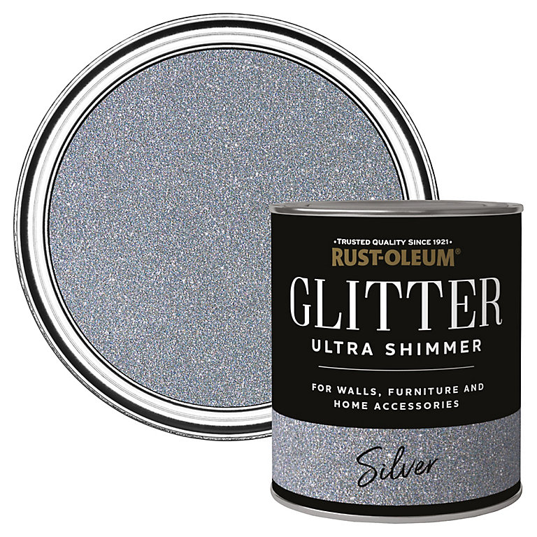 Product image for Rust-Oleum Ultra Shimmer Silver Glitter effect Mid sheen Multi-surface Topcoat Paint glitter, 750ml
