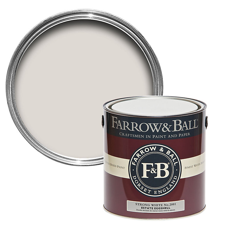 Product image for Farrow & Ball Estate Strong white No.2001 Eggshell Metal & wood paint, 2.5L