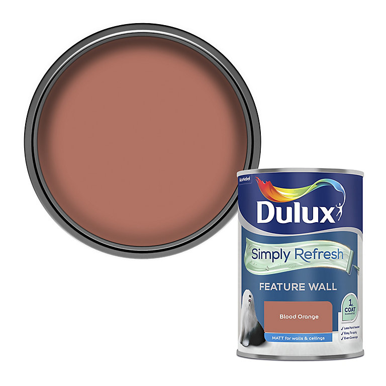 Product image for Dulux One coat Blood orange Matt Emulsion paint, 1.25L