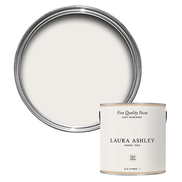 Image of Laura Ashley Dove Grey White Matt Emulsion paint, 2.5L