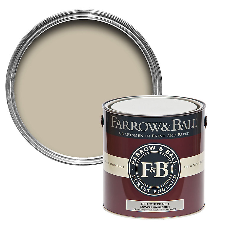 Product image for Farrow & Ball Estate Old white No.4 Matt Emulsion paint, 2.5L