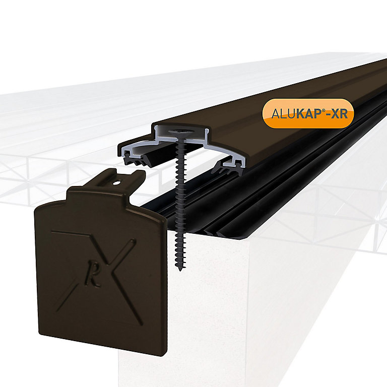 Image of Alukap XR Brown Aluminium Glazing bar, (L)4.8m (W)60mm (T)20mm