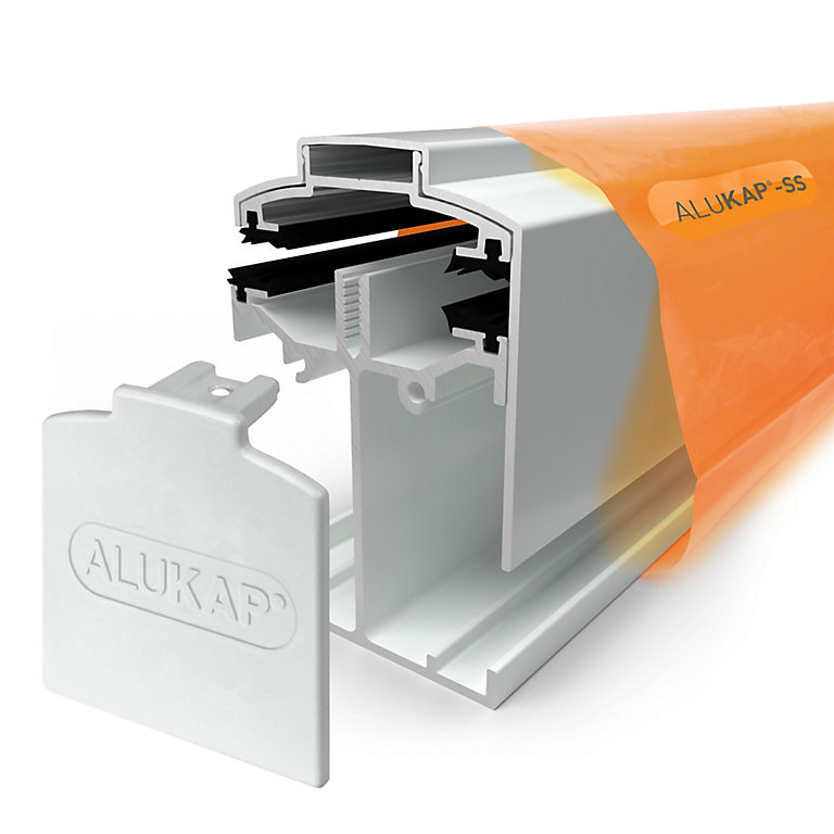 Product image for Alukap SS White Aluminium Low profile Glazing bar, (L)4.8m (W)60mm (T)90mm