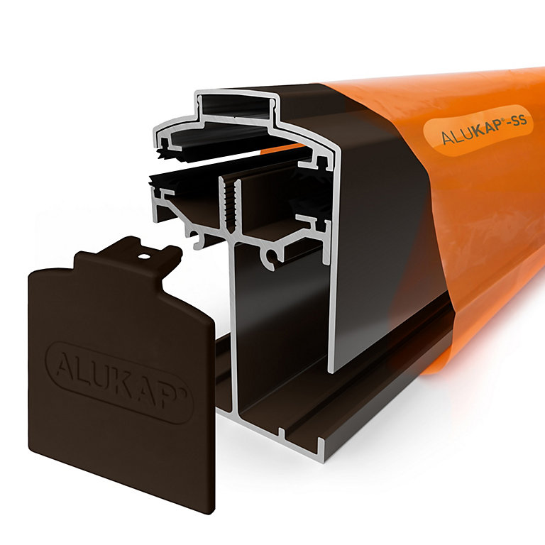 Image of Alukap SS Brown Aluminium Low profile Glazing bar, (L)3m (W)60mm (T)90mm