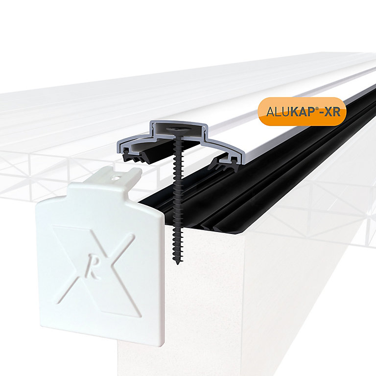 Image of Alukap XR White Aluminium Glazing bar, (L)4.8m (W)60mm (T)20mm