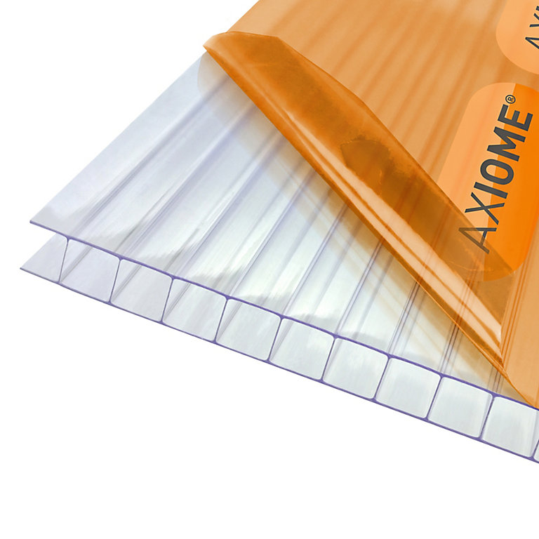 Product image for Axiome Clear Polycarbonate Twinwall Roofing sheet (L)3m (W)1000mm (T)10mm