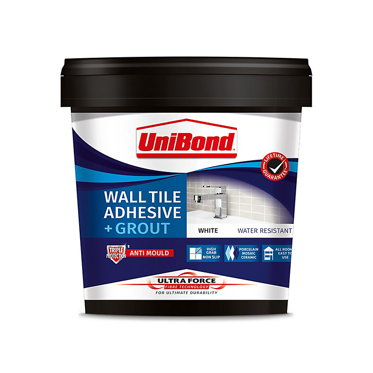 Product image for UniBond UltraForce Ready mixed Ice white Wall tile Adhesive & grout, 1.38kg