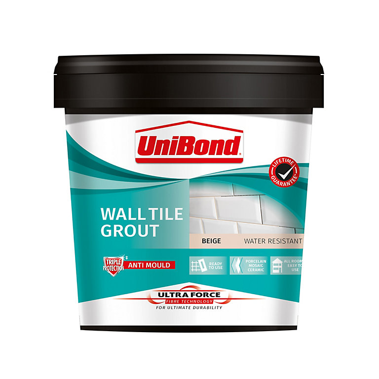 Product image for UniBond UltraForce Ready mixed Beige Wall tile Grout, 1.38kg Tub