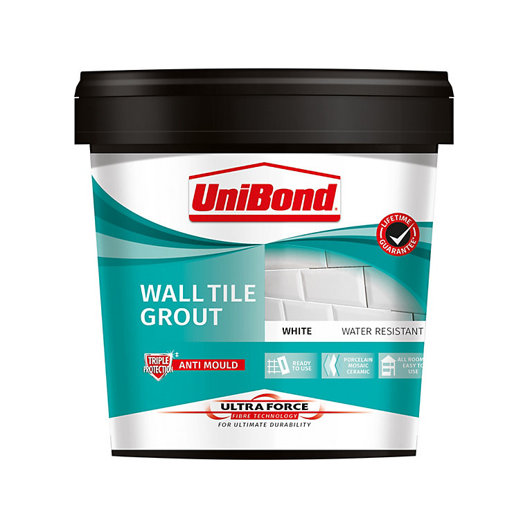 Product image for UniBond UltraForce Ready mixed White Wall tile Grout, 1.38kg Tub