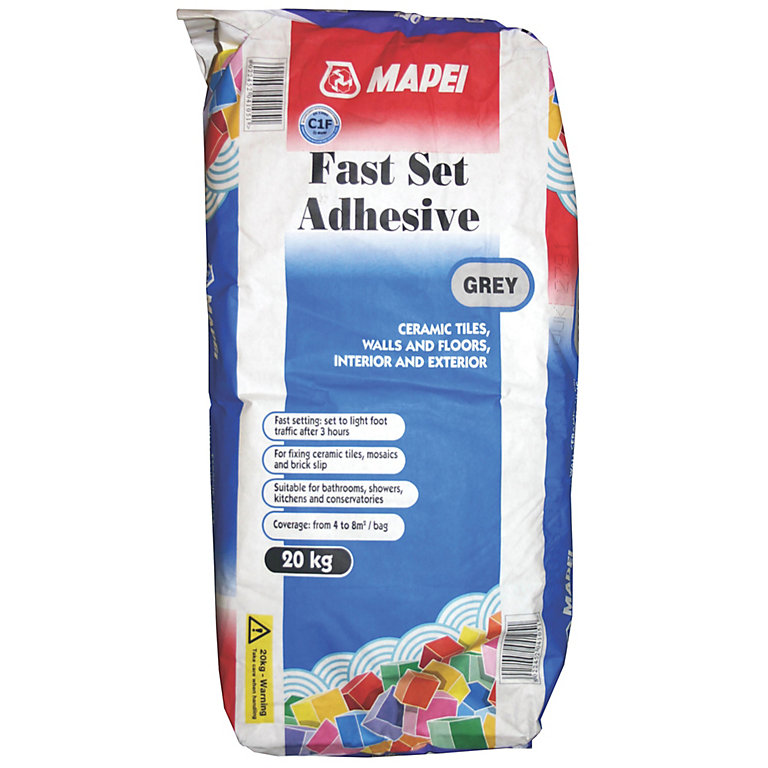 Product image for Mapei Fast set Grey Tile Adhesive, 20kg