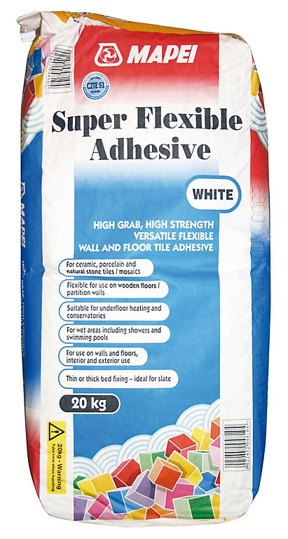 Product image for Mapei Super flexible White Tile Adhesive, 20kg