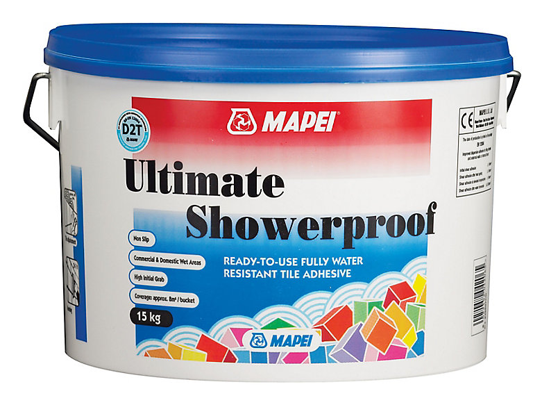 Product image for Mapei Ultimate shower proof Ready mixed Cream Tile Adhesive, 15kg