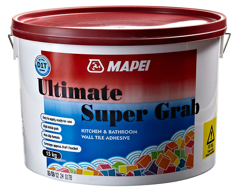 Product image for Mapei Ultimate super grab Ready mixed Tile Adhesive, 15kg