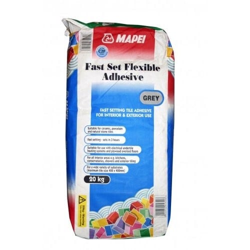 Mapei Fast set flexible Grey Tile Adhesive, 20kg