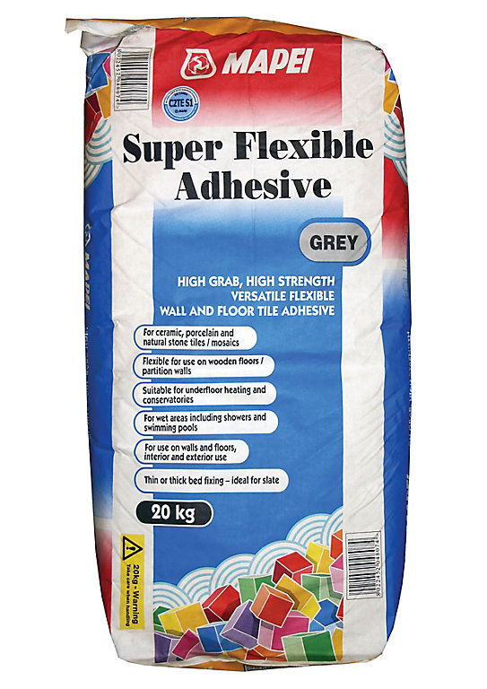 Product image for Mapei Super flexible Grey Tile Adhesive, 20kg