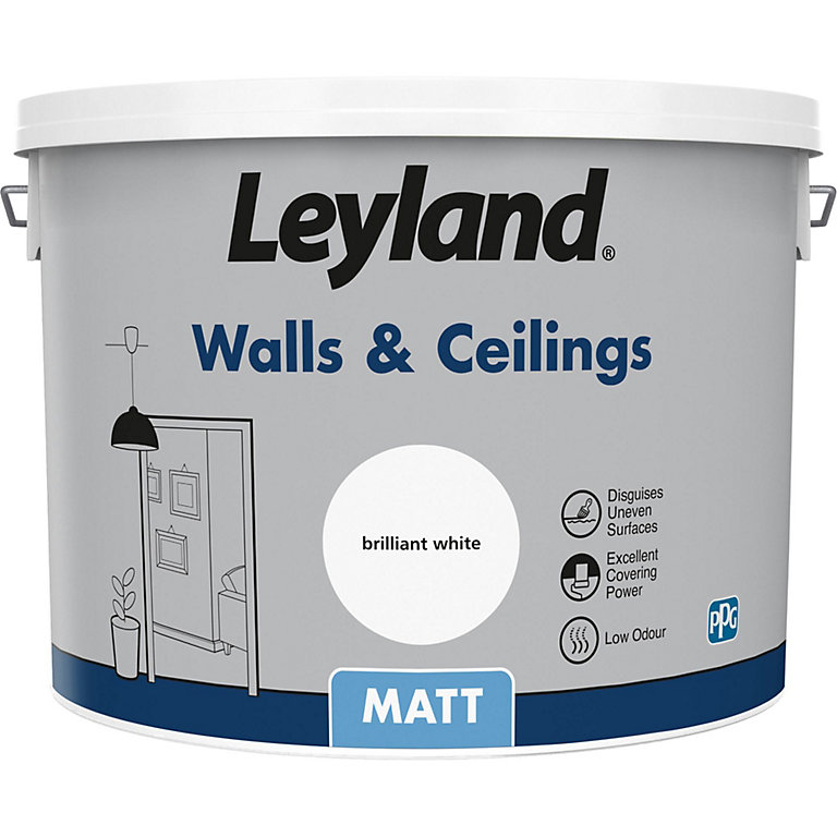 Product image for Leyland Pure brilliant white Matt Emulsion paint, 10L