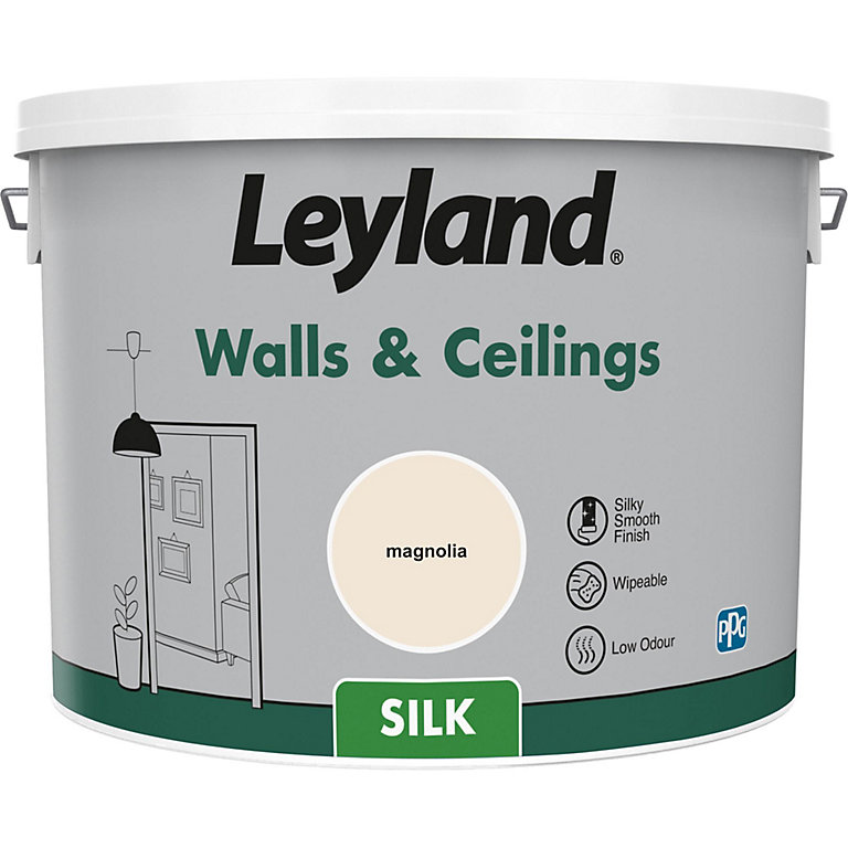 Product image for Leyland Magnolia Silk Emulsion paint, 10L
