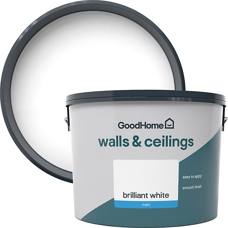 Product image for GoodHome Walls & Ceilings Brilliant white Vinyl matt Emulsion paint, 10L