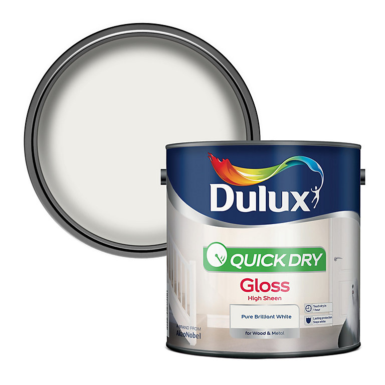 Product image for Dulux Pure brilliant white Gloss Metal & wood paint, 2.5L