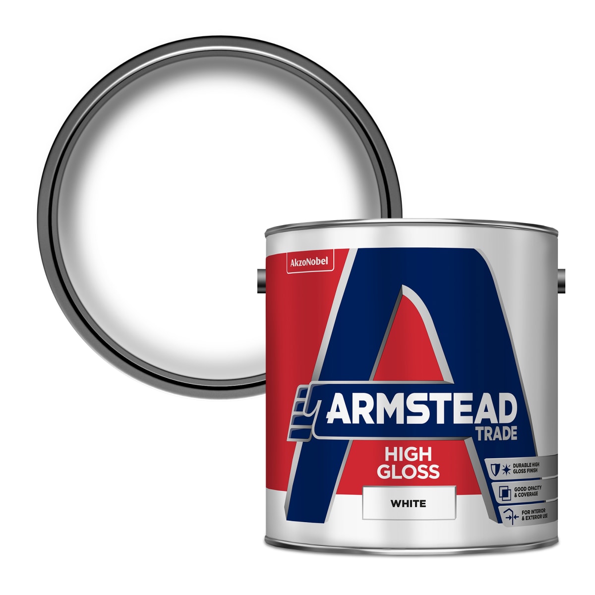 Product image for Armstead Trade High Gloss Paint Brilliant White 2.5ltr