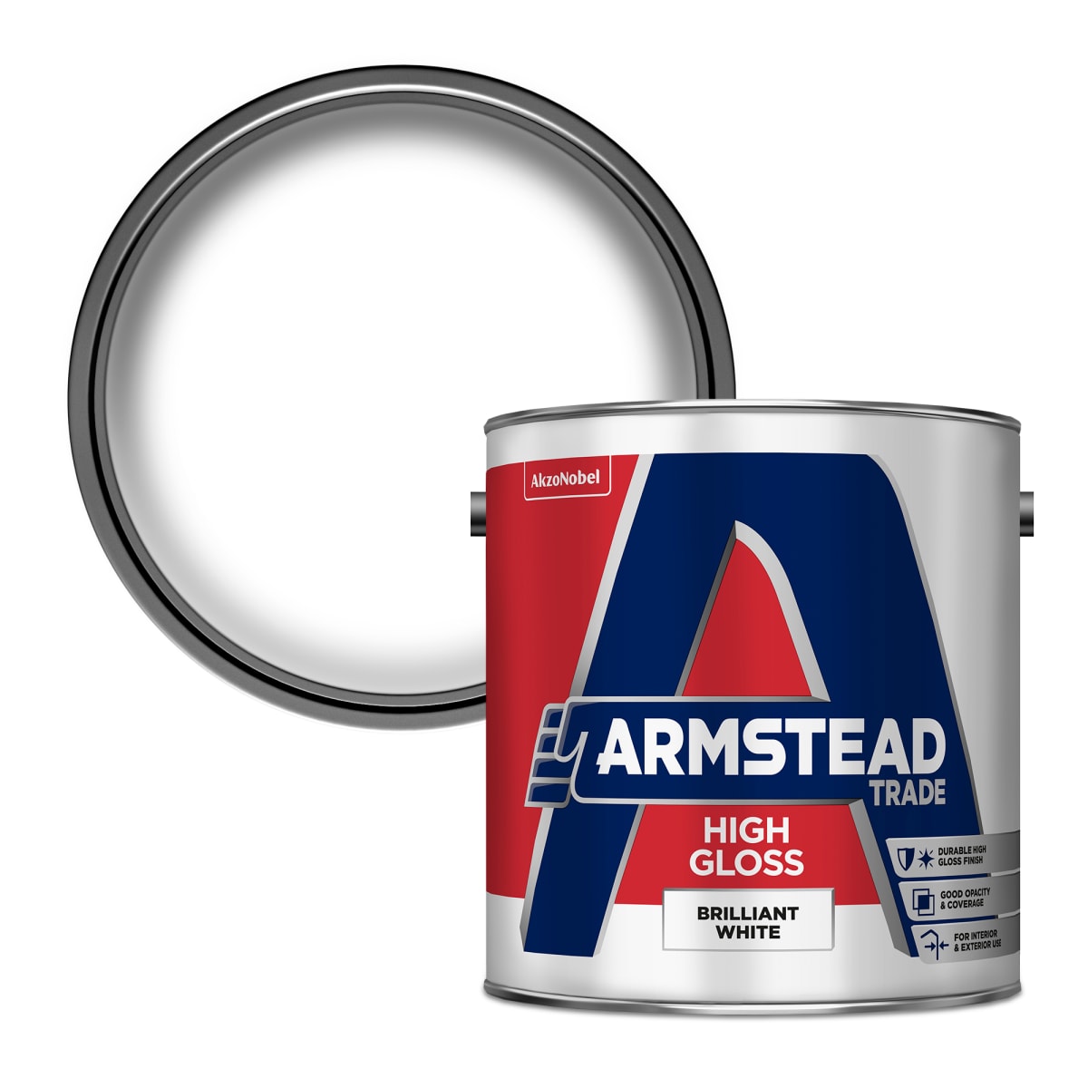 Product image for Armstead Trade High Gloss Paint Brilliant White 2.5ltr
