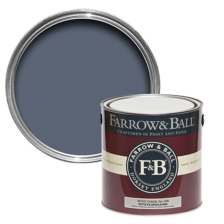 Product image for Farrow & Ball Estate Wine Dark No.308 Matt Emulsion paint, 2.5L