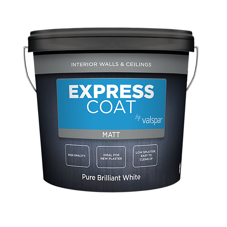 Image of Valspar Express Coat Pure Brilliant White Matt Emulsion paint, 10L