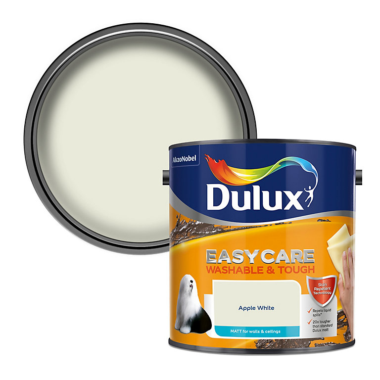 Product image for Dulux Easycare Apple white Matt Emulsion paint, 2.5L