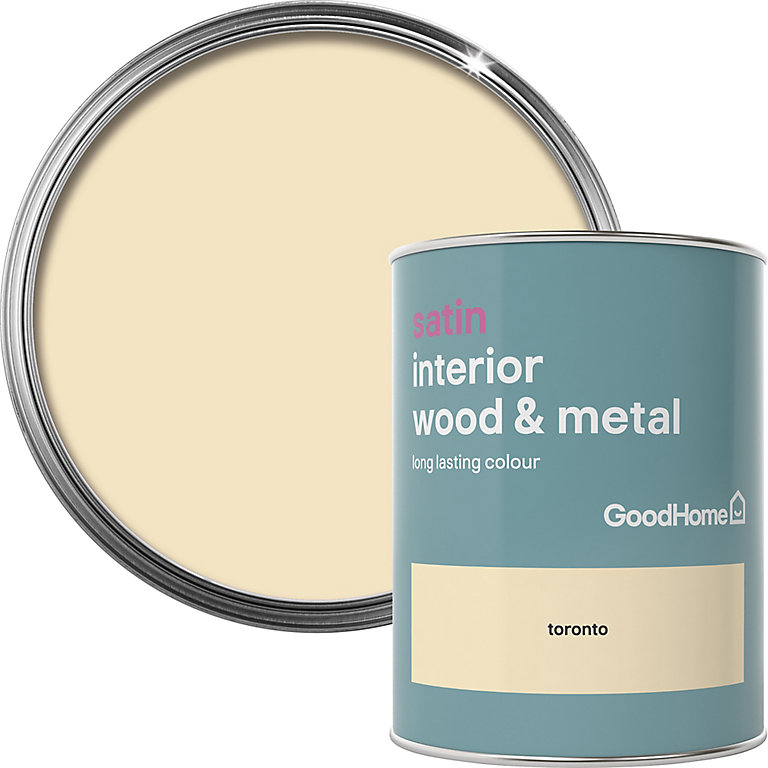 Product image for GoodHome Toronto Satin Metal & wood paint, 750ml