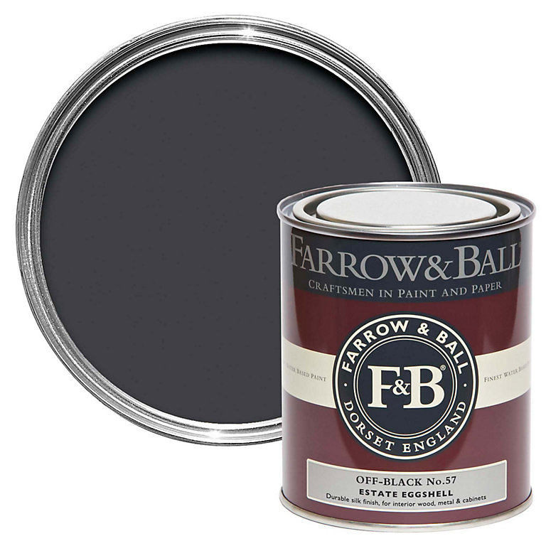 Product image for Farrow & Ball Estate Off-Black No.57 Eggshell Paint, 750ml