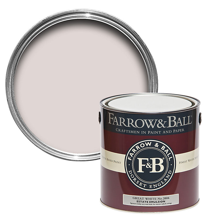 Product image for Farrow & Ball Estate Great white No.2006 Matt Emulsion paint, 2.5L
