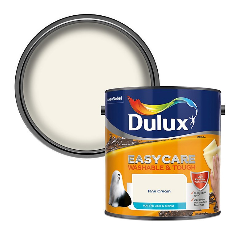 Product image for Dulux Easycare Fine cream Matt Emulsion paint, 2.5L