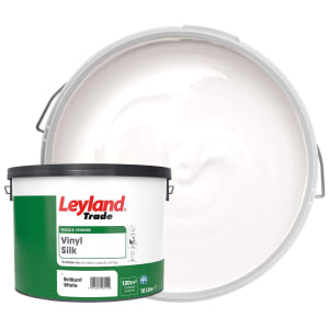 Image of Leyland Trade White Vinyl silk Emulsion paint, 10L