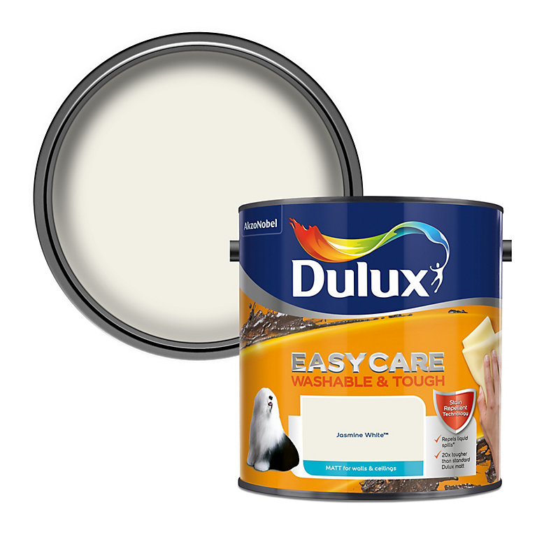 Product image for Dulux Easycare Jasmine white Matt Emulsion paint, 2.5L
