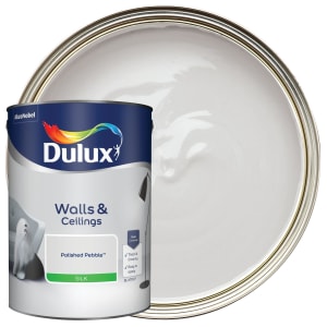 Product image for Dulux Walls & ceilings Polished pebble Silk Emulsion paint, 5L