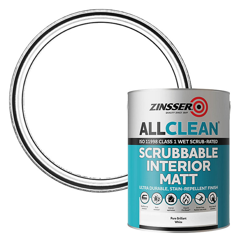Product image for Zinsser AllClean White Matt Wall paint, 5L