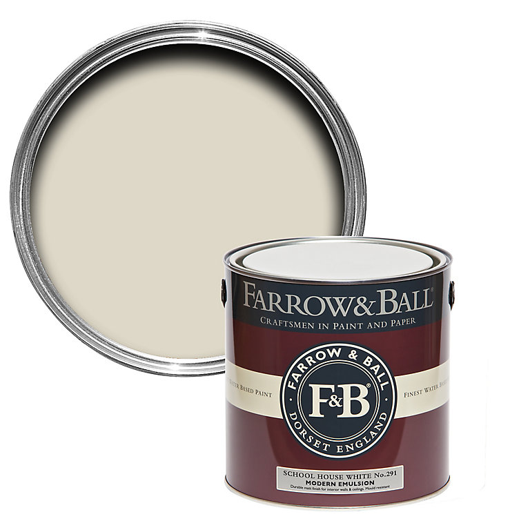 Product image for Farrow & Ball Modern School house white No.291 Matt Emulsion paint, 2.5L