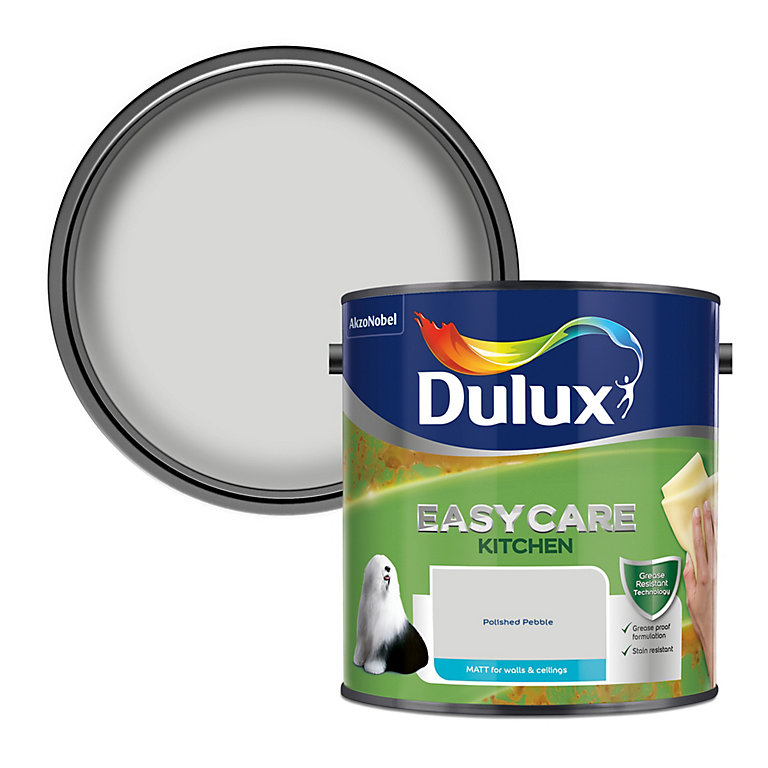 Image of Dulux Easycare Kitchen Polished pebble Matt Emulsion paint, 2.5L