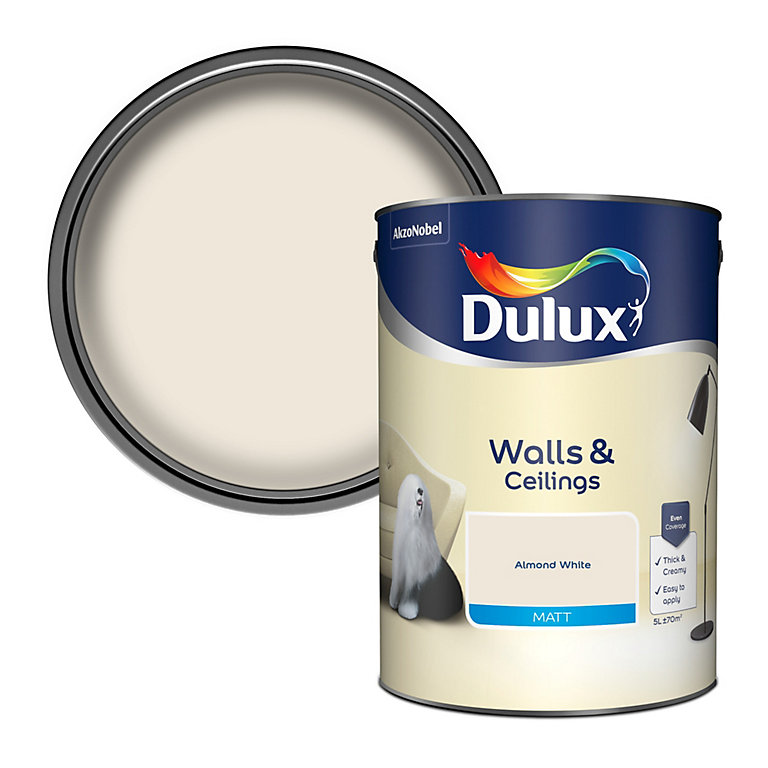 Image of Dulux Natural hints Almond white Matt Emulsion paint, 5L