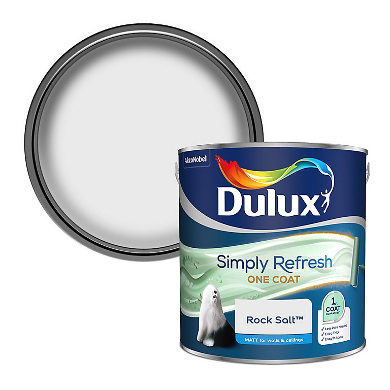 Product image for Dulux One coat Rock salt Matt Emulsion paint, 2.5L