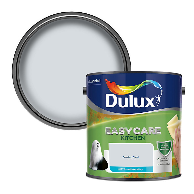 Product image for Dulux Easycare Kitchen Frosted steel Matt Emulsion paint, 2.5L