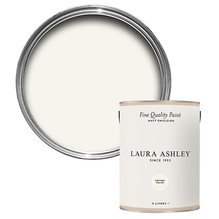Product image for Laura Ashley Cotton White Matt Emulsion paint, 5L